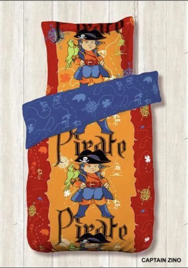 Better Nights Kinderdekbedovertrek Captain Zino- Piraten- 140x200 cm +1 kussensloop 65x65 cm- 100% katoen oranje