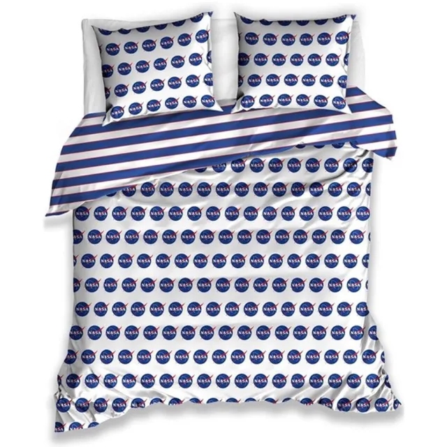 Carbotex Dekbedovertrek NASA - Katoen - Eenpersoons - 140x200 cm - Wit/blauw wit,blauw