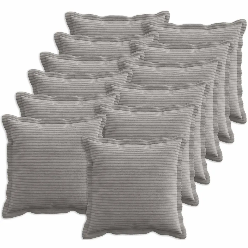 vidaXL Kussensloop 12 st HOUTEN Lichtgrijs 40 x 40 cm corduroy, foto 3