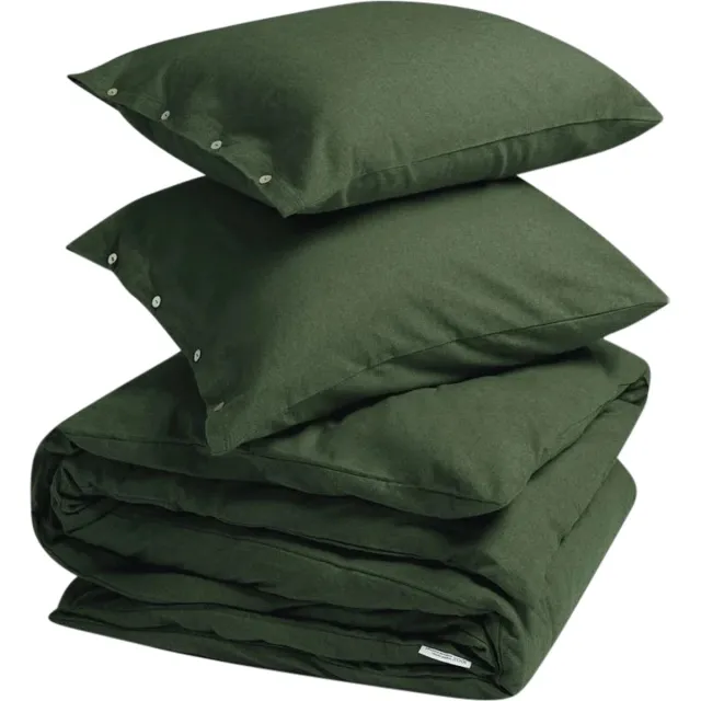 Yumeko dekbedovertrek flanel mosgroen 240x220 + 2/60x70 - Biologisch & ecologisch Moss Green