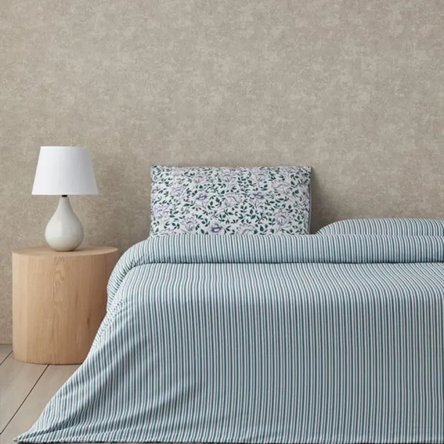 English Home Dekbedovertrekset Gentle Flower - Katoen - Incl. Hoeslaken 160-200 - Incl. 2 kussenslopen - 200 x 220 cm - Blauw /Groen Blauw/Groen