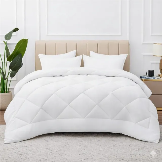 Knus & Warm Winterdekbed 135x200 cm – Zacht Microvezel Dekbed met 450 g/m² Vulling, Anti-Klonter Ruitstiksel en Luxe Comfort voor Koude Nachten wit