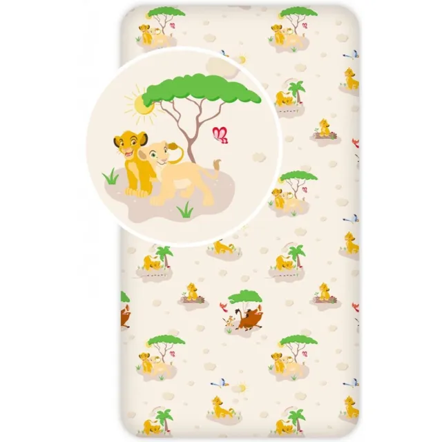 Disney The Lion King Hoeslaken Trees - Eenpersoons - 90 x 200 cm - Katoen Beige