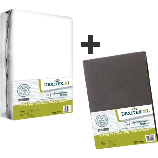 dexitex hefbed 1 x Molton & 1 x Hoeslaken Antraciet / Geschikt voor Camper 1 x Molton + 1 x Hoeslaken Antraciet