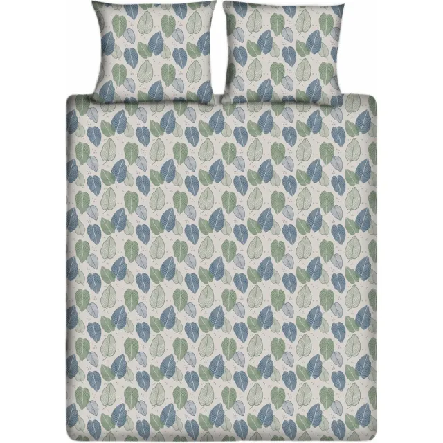 Ten Cate Dekbedovertrek - Dekbedovertrek 200 x 200 tweepersoons - Dekbedovertrekken - Dekbedovertrek 200x220 - Graphic Leaves Blauw Blauw, Groen