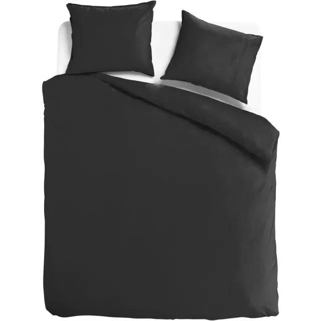 totaalBED Dekbedovertrek Noa Zwart - 240x200/220 cm - 100% katoensatijn - incl. instopstrook