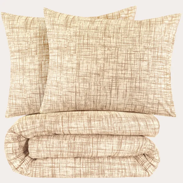 NOUS Living katoenen dekbedovertrek lits-jumeaux beige