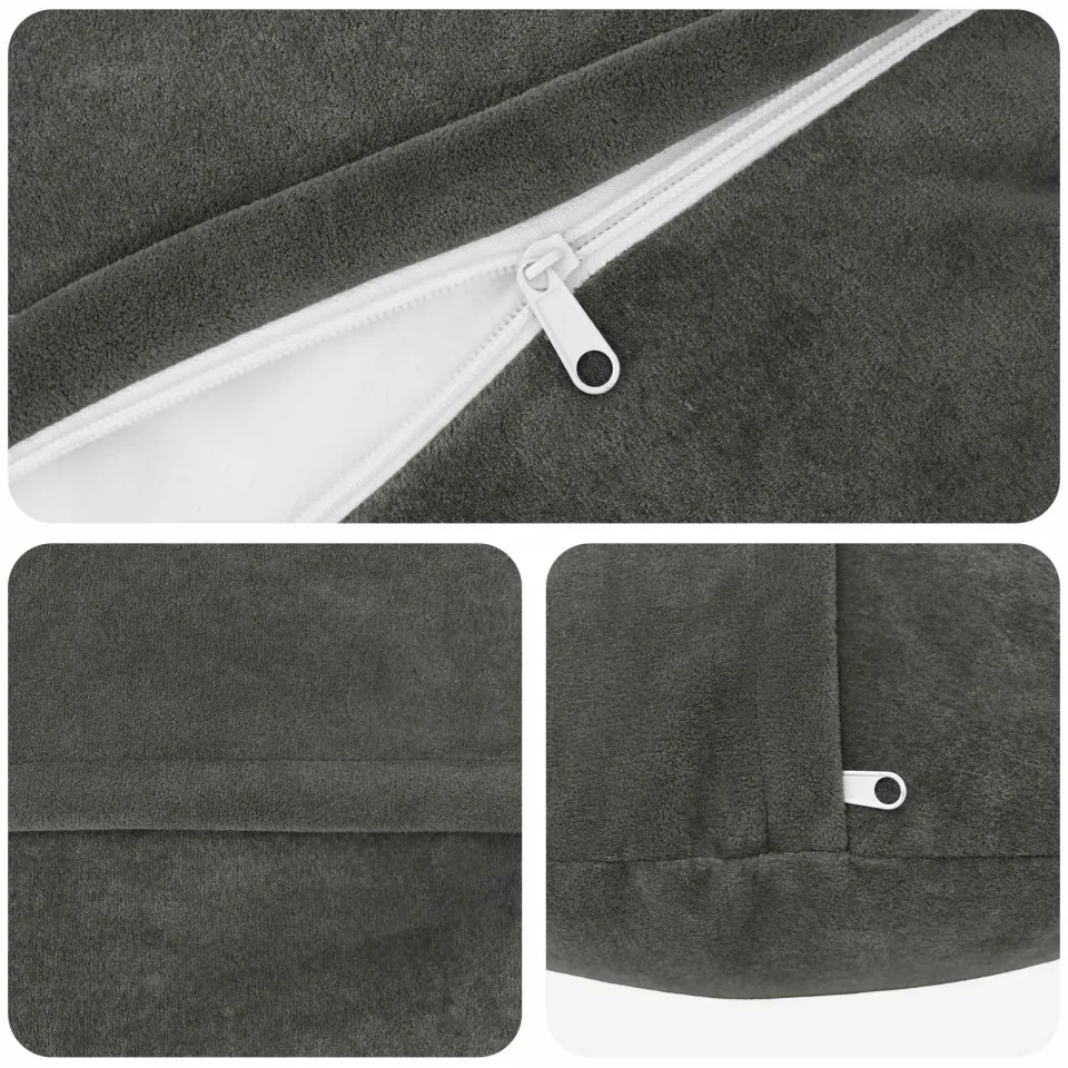 vidaXL Kussensloop 2 st HEERLEN Antraciet Dia. 60 cm Microfiber Fleece, foto 4