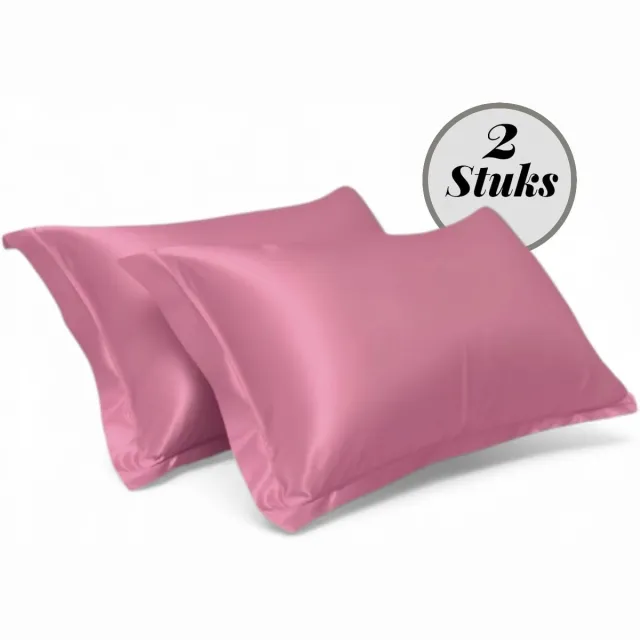 Beauty Silk Kussenslopen - 60x70 - 2 stuks - Glans Satijn - Flamingo Roze