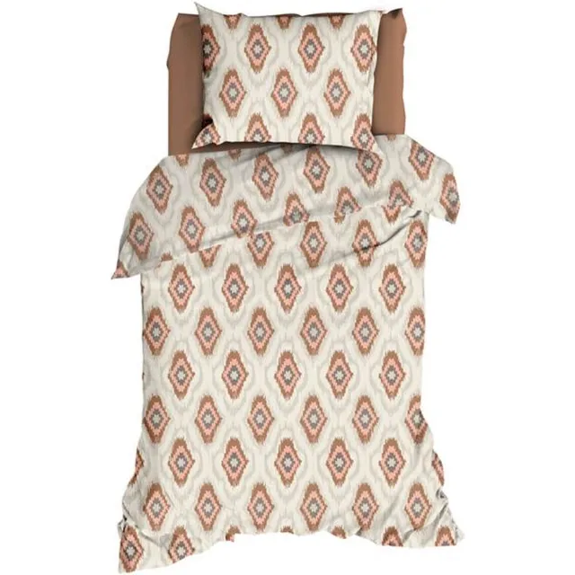 Romanette Ottoman Dekbedovertrek - Eenpersoons - 140x200/220 cm - Terra