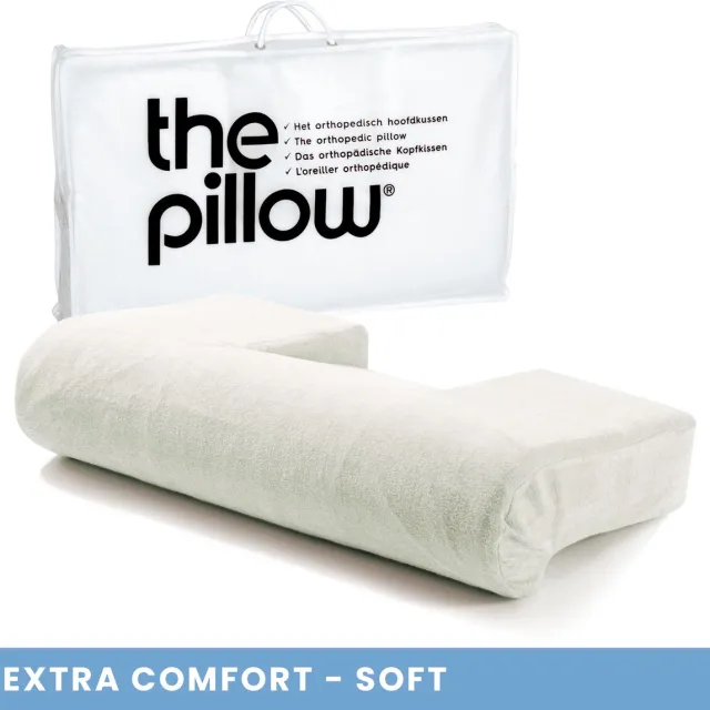 The Pillow Extra Comfort - Orthopedisch Hoofdkussen tegen Nekklachten - Ergonomisch Slaapkussen - Zacht - Tot 65 kg - Ventilerend Natuurrubber - Inclusief Luxe Sloop - 63x36x15cm Creme