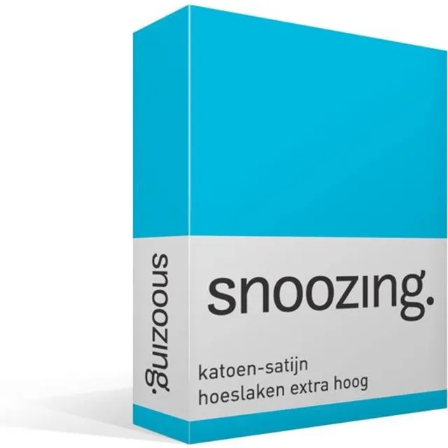 Snoozing Katoen-satijn - Hoeslaken - Extra Hoog - Eenpersoons - 70x200 cm - Turquoise