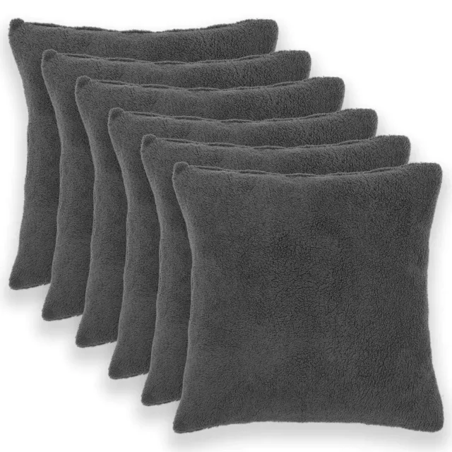 vidaXL Kussensloop 6 st HEERLEN Donkergrijs 60 x 60 cm Bouclé