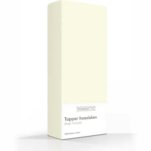 Romanette Topper Hoeslaken - Maat: 120 x 200 - Katoen - Creme - Romanette - Maat: 120 x 200 Wit