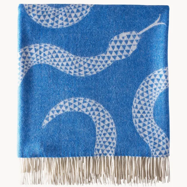 Jonathan Adler Handgemaakte merino wollen plaid Eden Blauw