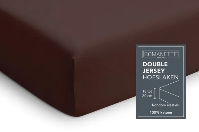 Romanette Zachte Dubbel Jersey Hoeslaken Lits-jumeaux (180x200/210/220 + 200x200) - Bruin