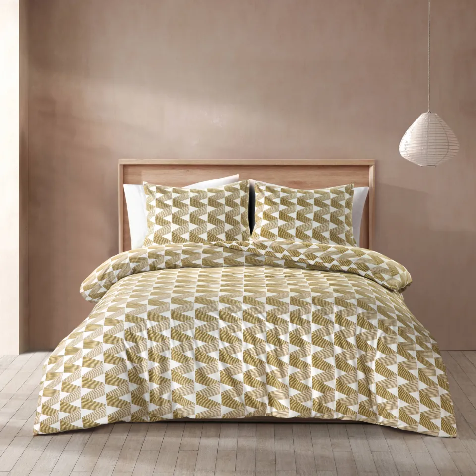 NOUS Living Zigzag Stripe katoenen dekbedovertrek beige, foto 3