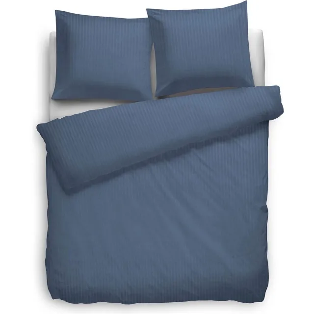 Heckettlane Dekbedovertrek - Stripe donker blauw - Lits-jumeaux xl - Katoensatijn - Blauw