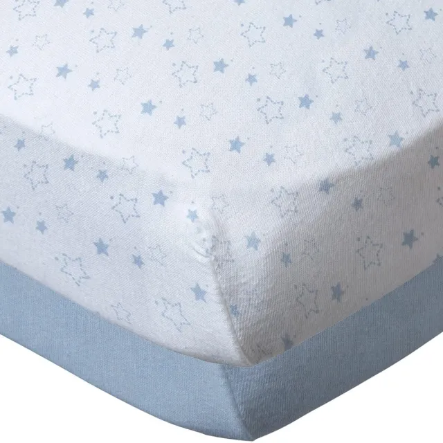 Ibenzoa Set van 2 Zachte Katoenen Hoeslakens met Blauwe Sterrenprint voor Kinderbed