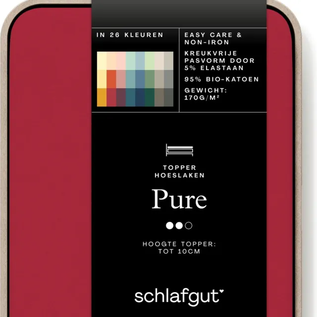 schlafgut Jersey Pure topper hoeslaken - Tweepersoons - Red Deep