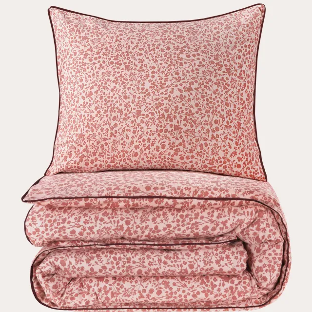 NOUS Living flanellen 1-persoons dekbedovertrek Painty Flower roze
