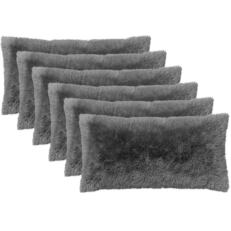 vidaXL Kussensloop 6 st HEERLEN Lichtgrijs 40 x 80 cm PV Fleece, foto 3