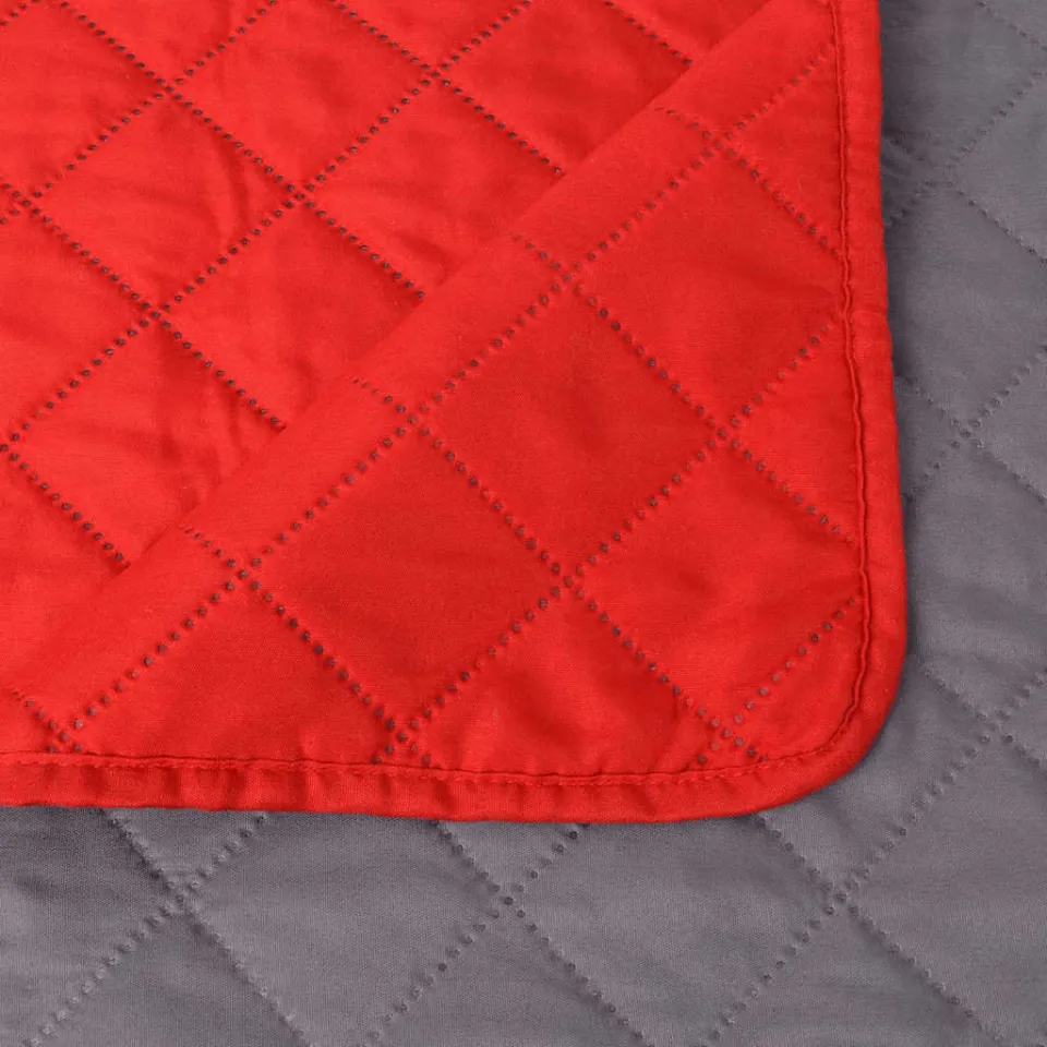 vidaXL Dubbelzijdige quilt bedsprei rood en grijs 170x210 cm, foto 2