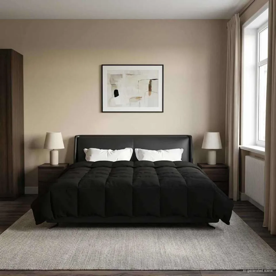vidaXL Zomer Dekbed 200 x 240 cm Zomer Microfiber (100% polyester) zwart, foto 4
