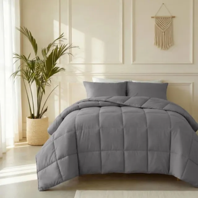 Primaviera Lazy Dekbed Percale Deluxe Antraciet met kussenslopen 200x220 cm