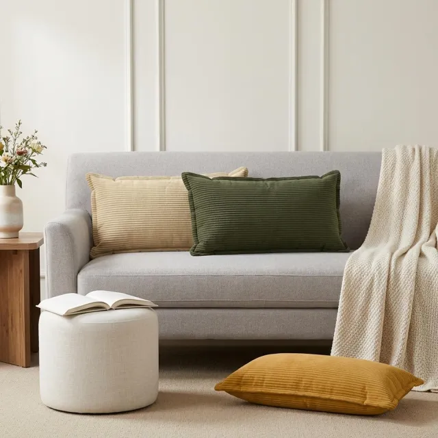 vidaXL Kussensloop 2 st HOUTEN Groen 40 x 70 cm corduroy