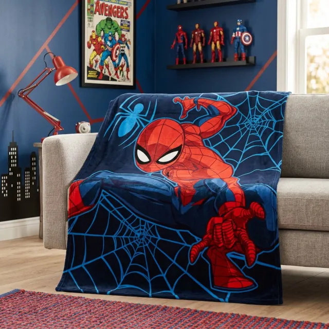 Spider-Man Spiderman Fleece plaid 130 x 160 cm blauw/rood extra zacht