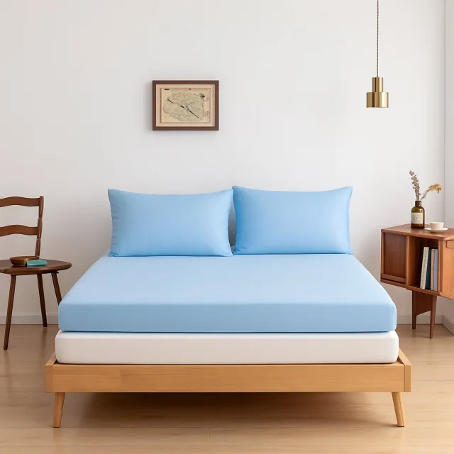 Boomba Bamboo Bamboe hoeslaken Sky Blue 160x200 cm – Topdekmatras hoeslaken, zacht, ademend & hypoallergeen | Boomba Bamboo® Blauw