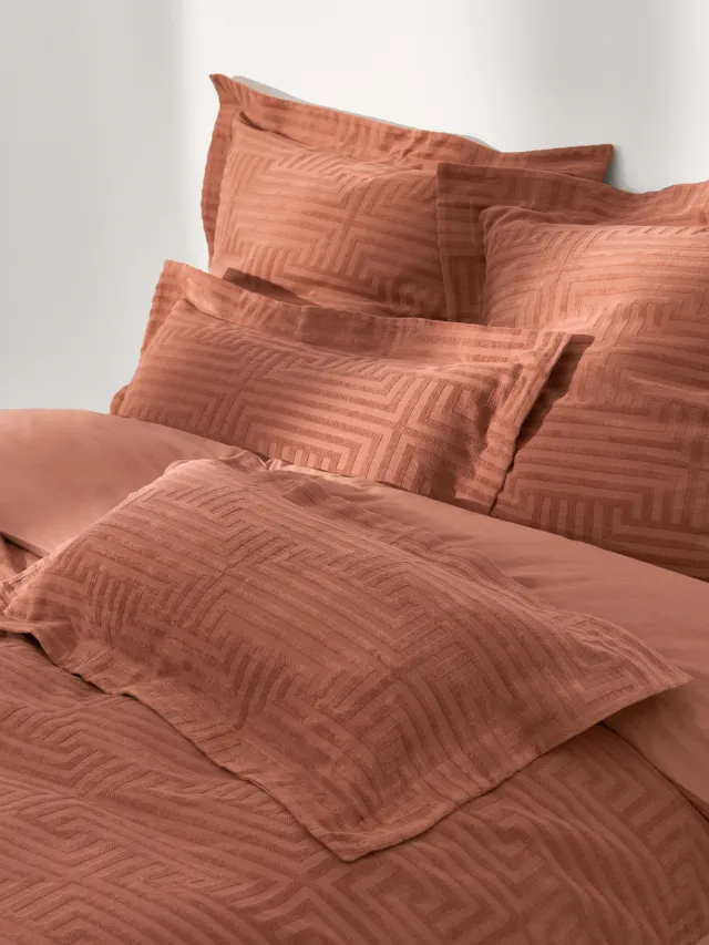 Westwing Collection Dubbelzijdig katoenen dekbedovertrek Nika Terracotta