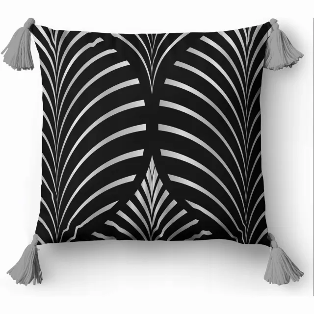 home collection Decoratieve kussensloop 45x45cm met franjels en zilveren ornament Veelkleurig