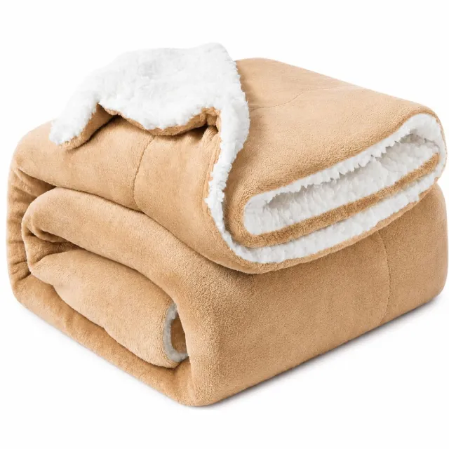 Ceruzo Sherpa Fleece Deken 150x200 cm - Zand Beige - Zachte Plaid - Wasbaar 30°C