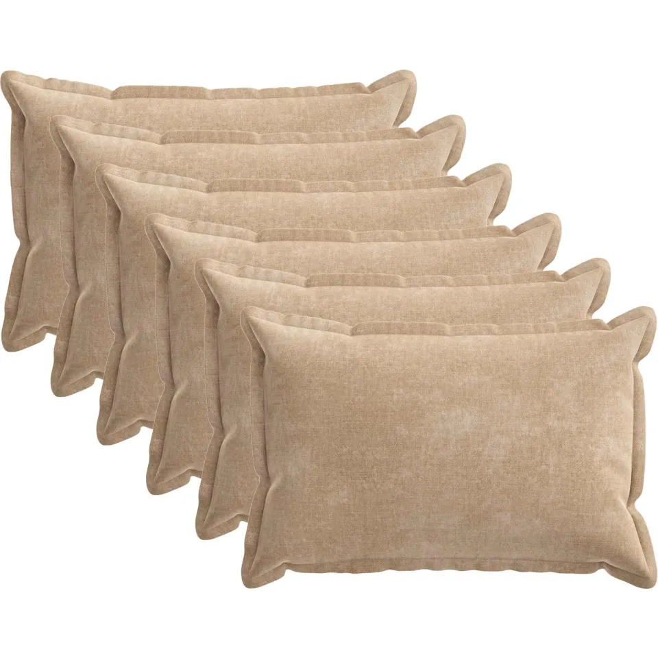 vidaXL Kussensloop 6 st HOUTEN Taupe 50 x 80 cm Chenille Stof, foto 3