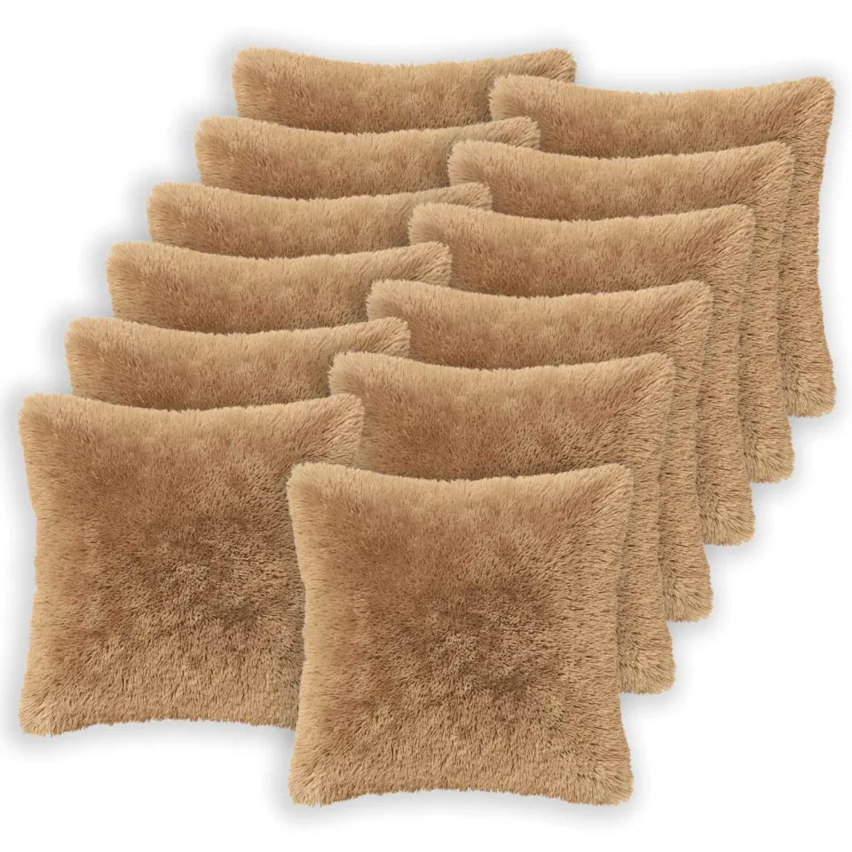 vidaXL Kussensloop 12 st HEERLEN Taupe 40 x 40 cm PV Fleece