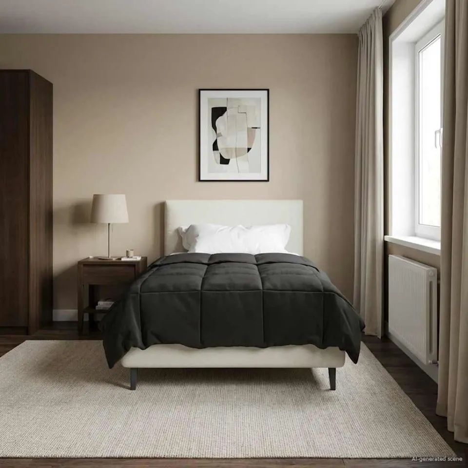 vidaXL Zomer Dekbed 135 x 200 cm Zomer 200 gsm Antraciet Ademend, foto 4