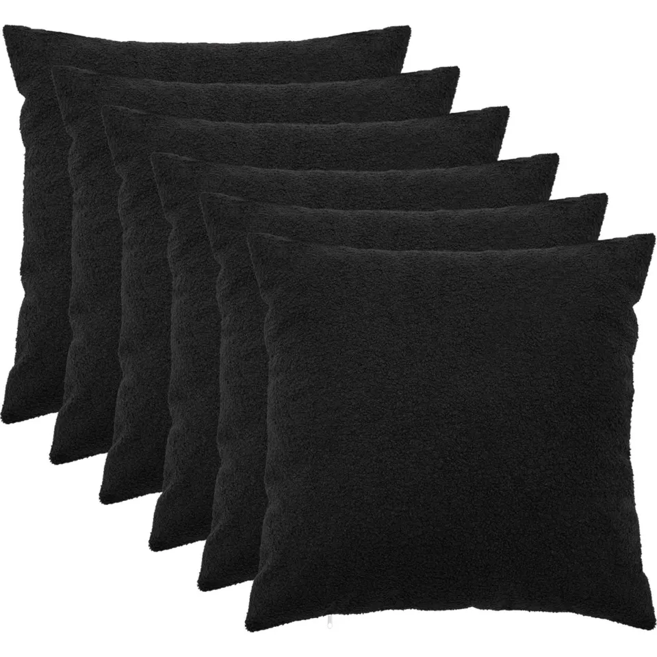 vidaXL Kussensloop 6 st HEERLEN Zwart 60 x 60 cm Bouclé, foto 3