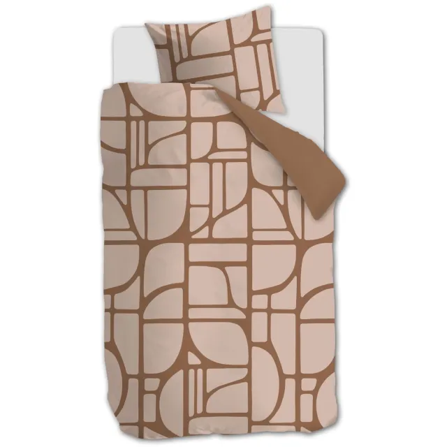 vtwonen Bold Shapes dekbedovertrek - Eenpersoons - 140 x 200/220 cm - Zachtroze