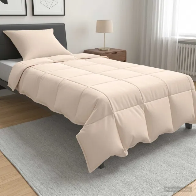 vidaXL Dekbedset 2 st 155 x 200 cm Alle seizoenen 250 gsm dekbed Beige