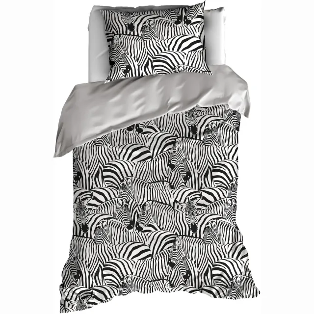 De Witte Lietaer Dekbedovertrek Zebra Cream - Eenpersoons - 140 x 200/220 cm - Katoen Flanel Creme
