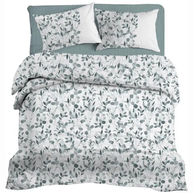 LINNICK Dekbedovertrek Katoen Renforcé Putto - Mint - Dekbedovertrek 240x200/220cm - 100% Katoen - Lits Jumeaux - Dekbedovertrekken - Bladeren Dekbedovertrek Putto groen