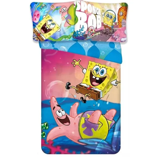 Spongebob dekbedovertrek Splash 100 x 135 cm - 40 x 60 cm - katoen Multicolor