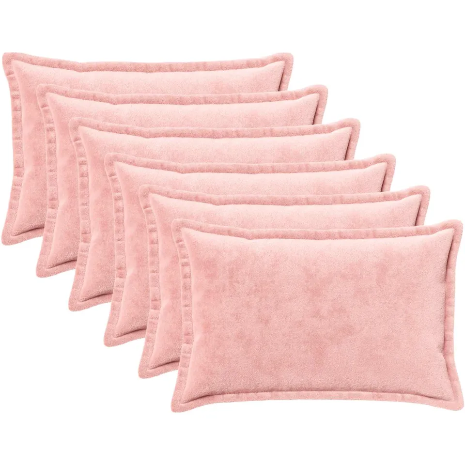 vidaXL Kussensloop 6 st HOUTEN Roze 50 x 80 cm Flanel, foto 3