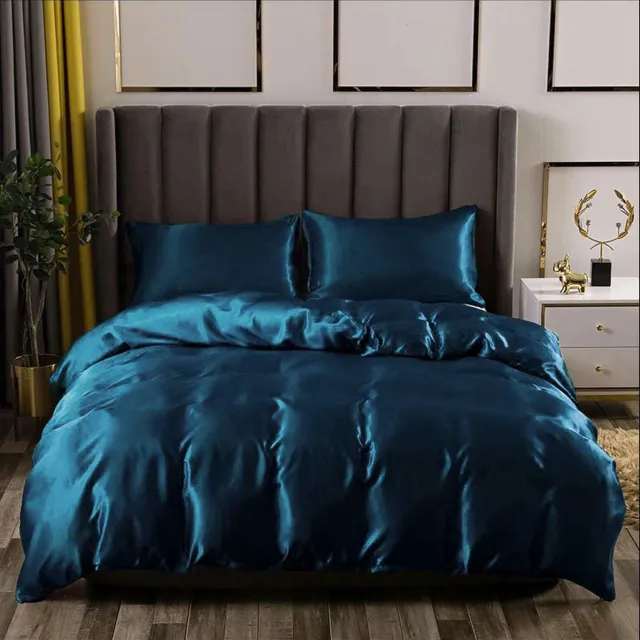 Beauty Silk Dekbedovertrek Satijn Petrol Blue 140 x 220 cm + 1 kussensloop