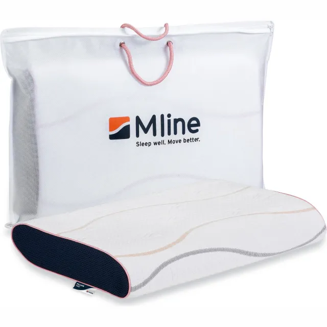 M line Pillow You Roze - ergonomisch kussen - traagschuim hoofdkussen - anti allergisch – voor rug, zij- en buikslapers – 8 cm hoog Wit, Roze