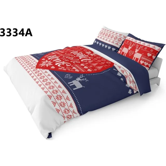 Detexpol Dekbedovertrek - 100% katoen - . Kerst patronen. Wit