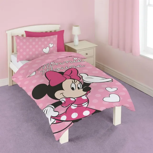 Minnie Mouse dekbedovertrek - eenpersoons - Disney Minnie dekbed - 140 x 200 cm. roze