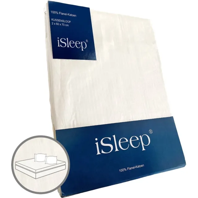 iSleep Flanel Kussensloop (2 Stuks) - 100% Flanel Katoen - 60x70 cm - Licht Beige